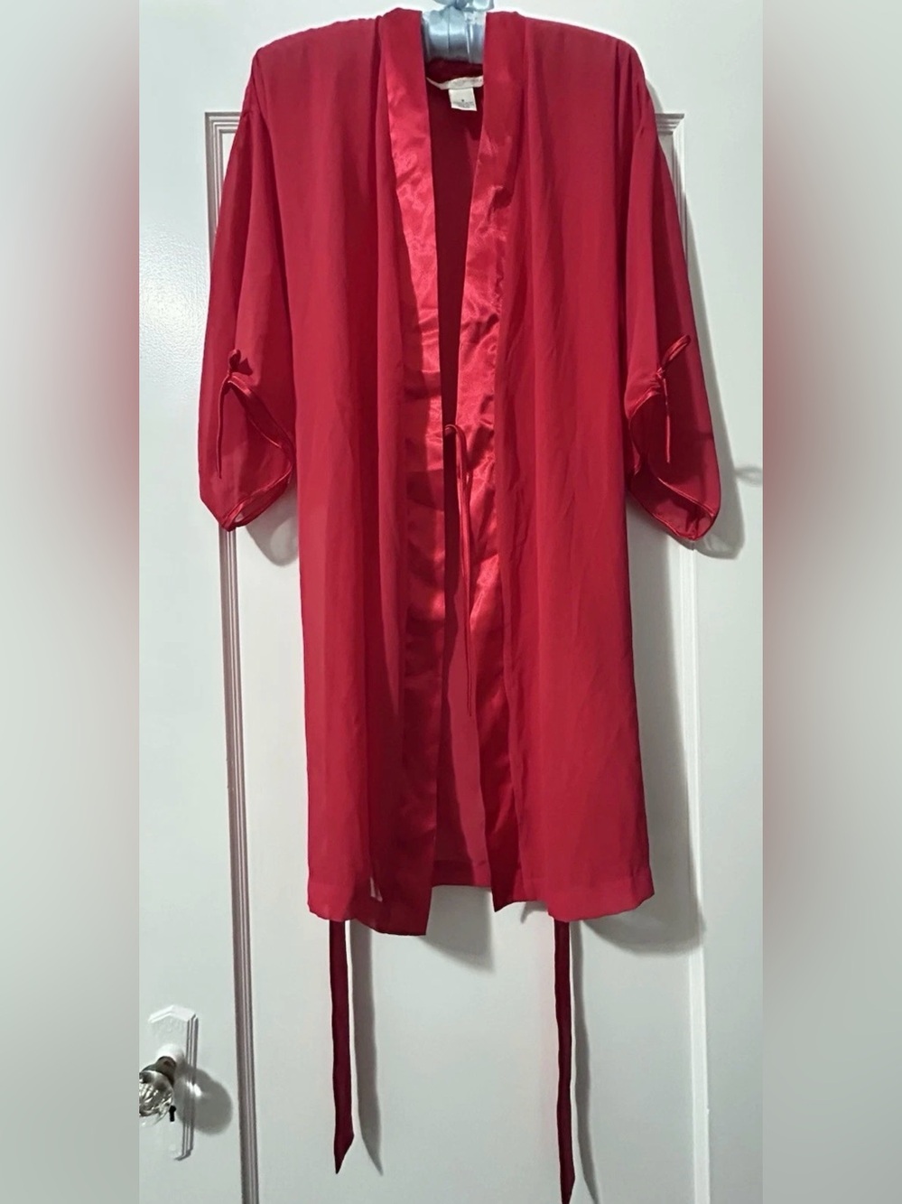 Private Luxuries Vintage Red Satin Trim Kimono Robe